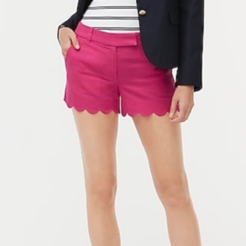J.Crew Pink Scalloped Linen Blend Shorts Preppy Summer Size 0